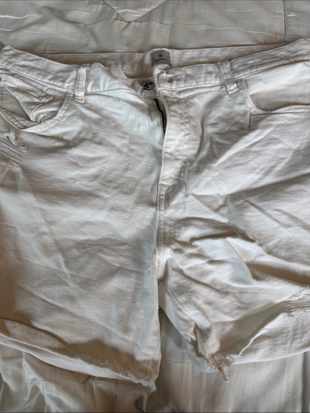 Madison White Jean Shorts - Cutoff Hem
